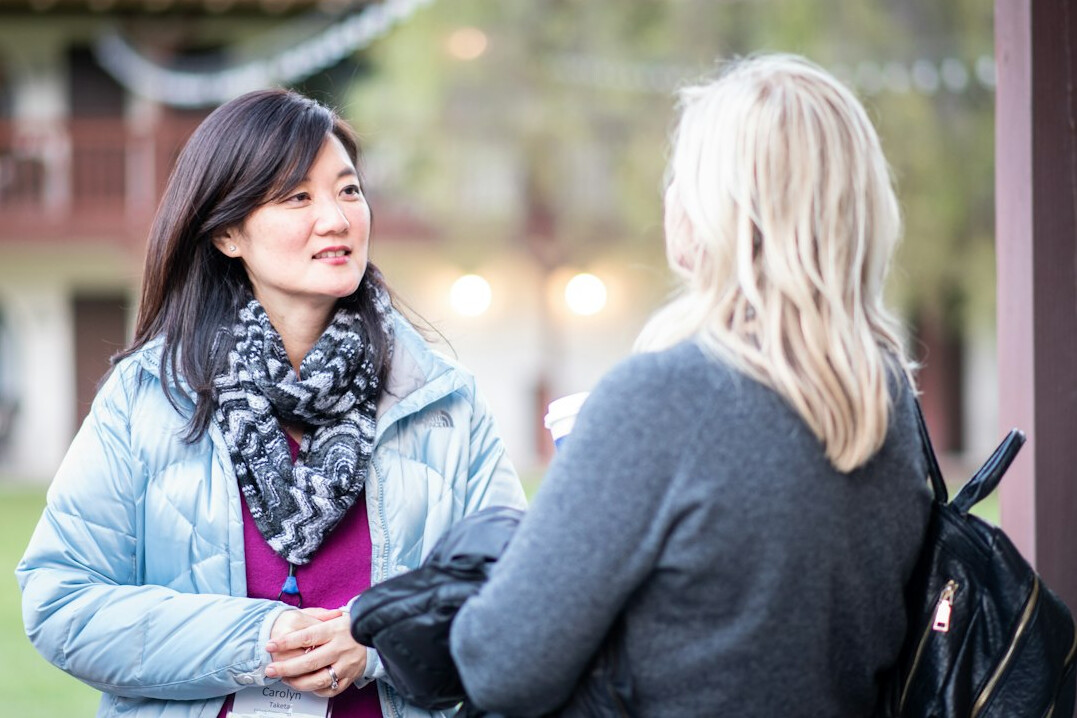 confident person networking